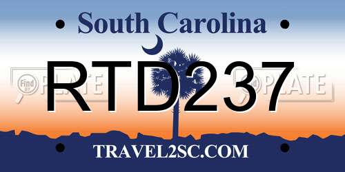 RTD237 South Carolina License Plate