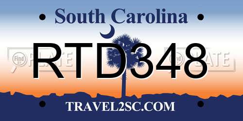 RTD348 South Carolina License Plate