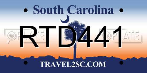 RTD441 South Carolina License Plate