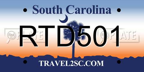 RTD501 South Carolina License Plate