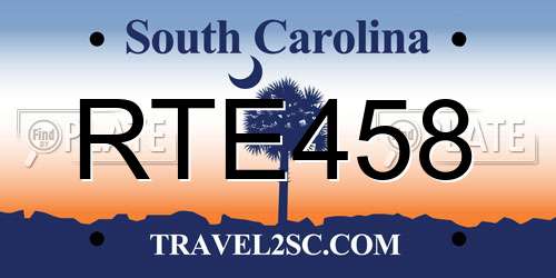 RTE458 South Carolina License Plate