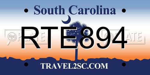 RTE894 South Carolina License Plate