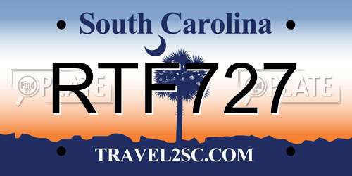 RTF727 South Carolina License Plate
