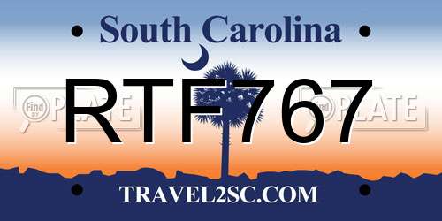 RTF767 South Carolina License Plate