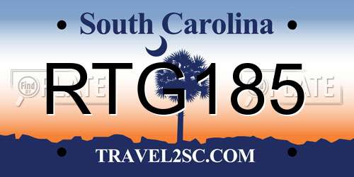 RTG185 South Carolina License Plate
