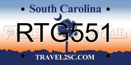 RTG551 South Carolina License Plate