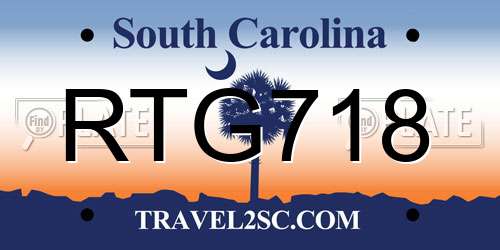 RTG718 South Carolina License Plate