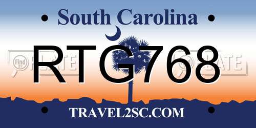RTG768 South Carolina License Plate