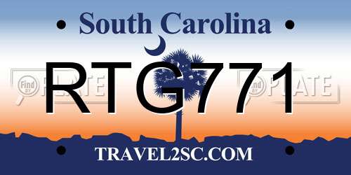 RTG771 South Carolina License Plate