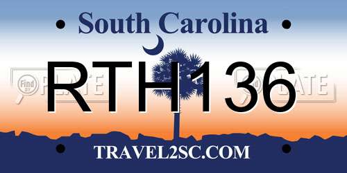 RTH136 South Carolina License Plate