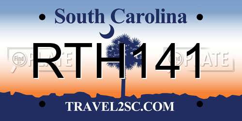 RTH141 South Carolina License Plate