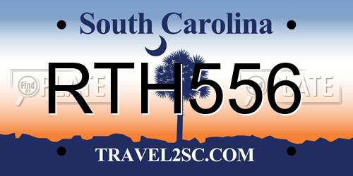 RTH556 South Carolina License Plate
