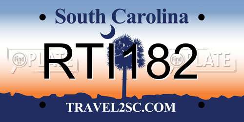 RTI182 South Carolina License Plate