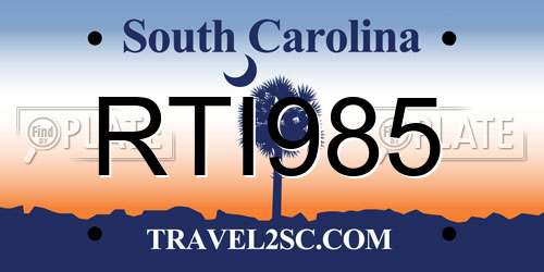 RTI985 South Carolina License Plate