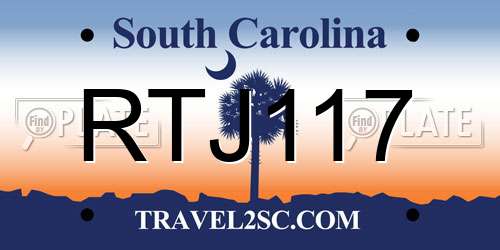 RTJ117 South Carolina License Plate