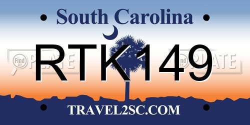 RTK149 South Carolina License Plate