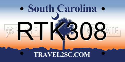 RTK308 South Carolina License Plate