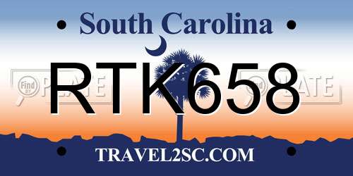 RTK658 South Carolina License Plate