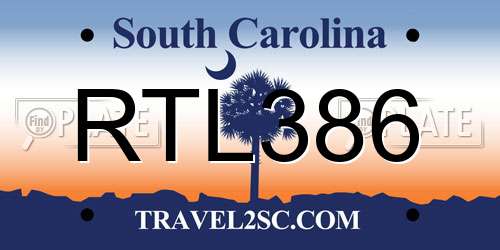 RTL386 South Carolina License Plate
