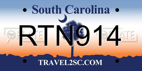 RTN914 South Carolina License Plate