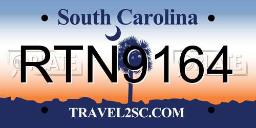 RTN9164 South Carolina License Plate