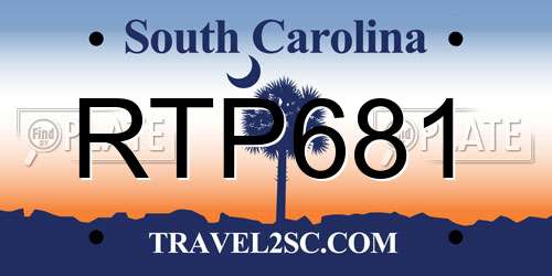 RTP681 South Carolina License Plate