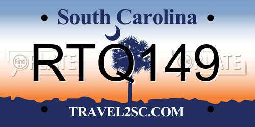 RTQ149 South Carolina License Plate
