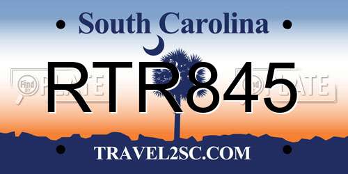 RTR845 South Carolina License Plate