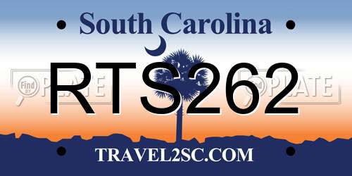 RTS262 South Carolina License Plate