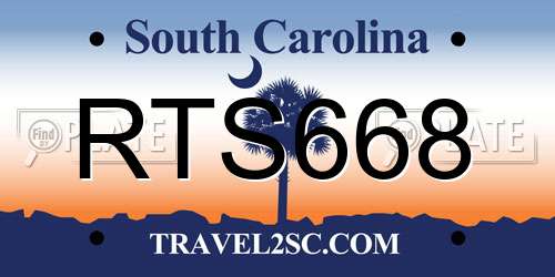 RTS668 South Carolina License Plate