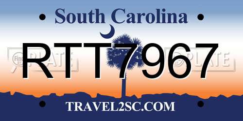 RTT7967 South Carolina License Plate