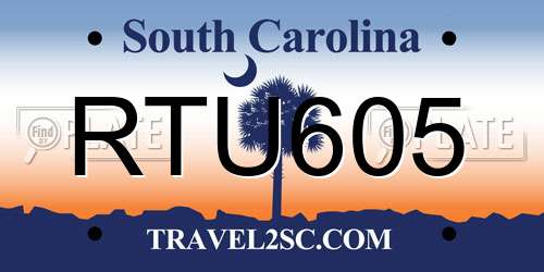RTU605 South Carolina License Plate