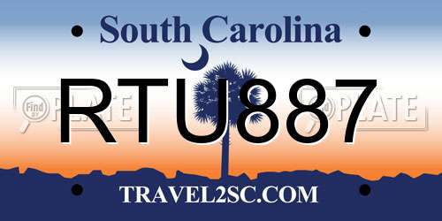 RTU887 South Carolina License Plate