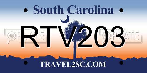 RTV203 South Carolina License Plate