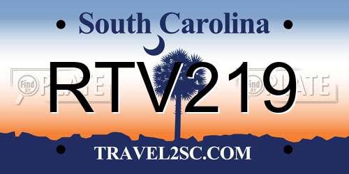 RTV219 South Carolina License Plate