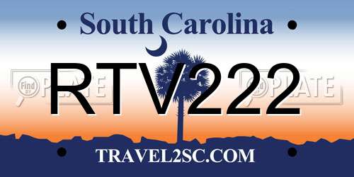 RTV222 South Carolina License Plate