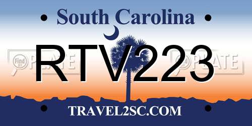 RTV223 South Carolina License Plate