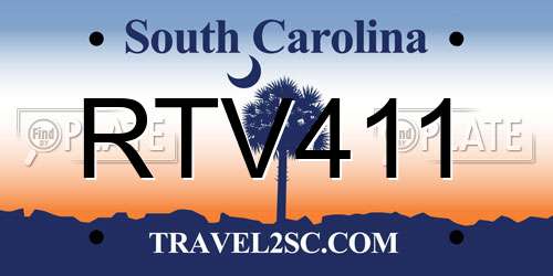 RTV411 South Carolina License Plate