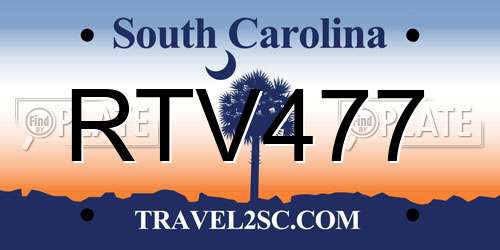 RTV477 South Carolina License Plate
