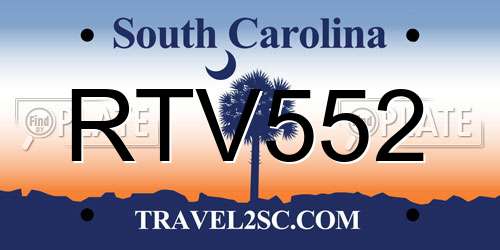 RTV552 South Carolina License Plate