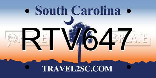 RTV647 South Carolina License Plate
