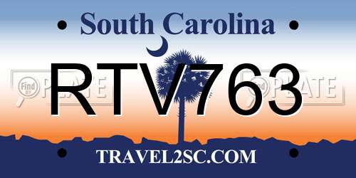 RTV763 South Carolina License Plate