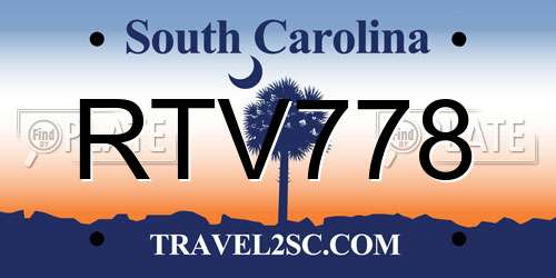 RTV778 South Carolina License Plate