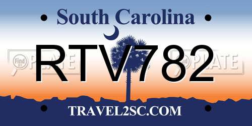 RTV782 South Carolina License Plate