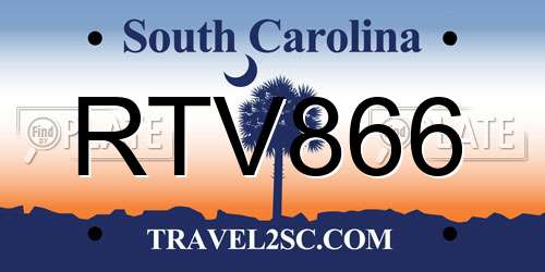 RTV866 South Carolina License Plate