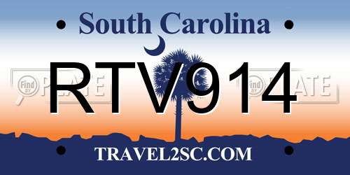 RTV914 South Carolina License Plate