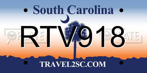 RTV918 South Carolina License Plate