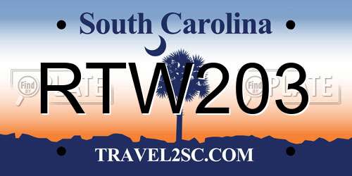RTW203 South Carolina License Plate