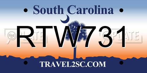 RTW731 South Carolina License Plate