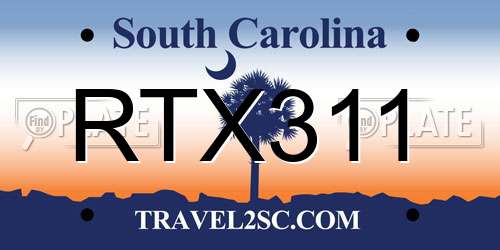 RTX311 South Carolina License Plate